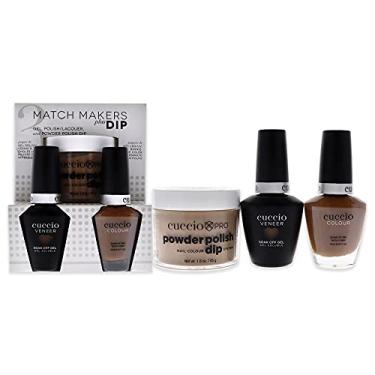 Imagem de Match Makers Plus Dip – Caramel Kisses by Cuccio para mulheres – 3 unidades de 45 g Pro Powder Polish Dip System, 12,5 g de gel de imersão de esmalte, 12,2 g de cor de esmalte