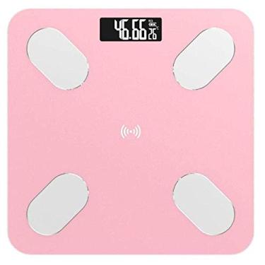 Imagem de balanças de banheiro digital, balança de pesagem, balança de gordura corporal digital bluetooth, balança de peso de banheiro digital inteligente, 180 kg, rosa