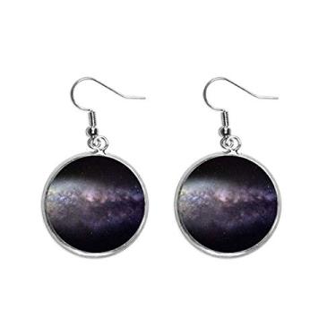 Imagem de Brinco feminino Elíptico Cosmic Nebula Padrão Orelha Pendente Prata Gota Joia