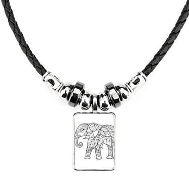 Imagem de DIYthinker Colar de elefante com dente de amigo joia com pingente de corda de couro