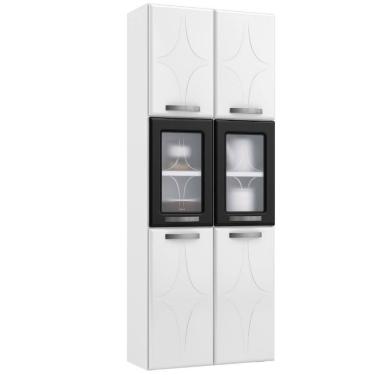 Imagem de Paneleiro Duplo 2 Portas de Vidro Portas Rubi Telasul Branco/Preto