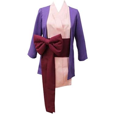 Imagem de Nsoking Anime Ace Attorney Cosplay Phoenix Wright Maya Fey Costume Kimono Robe Bath Halloween Outfit (Purple, Large)