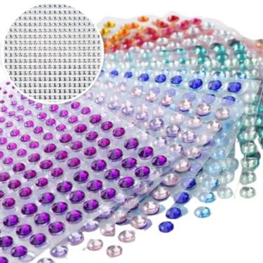 Imagem de Cartela Adesiva Strass 3mm Nacarado com 840 Peças Chaton Autocolante Meia Pérola para Decoração Artesanato Unhas Festa (Prata, 3mm)