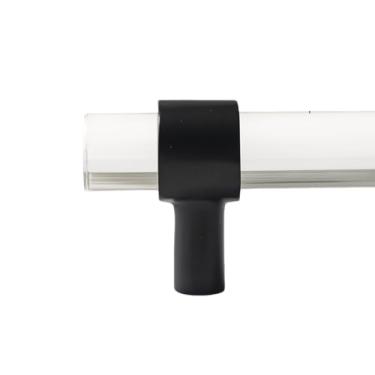 Imagem de Puxadores de gaveta de latão acrílico transparente de vários tamanhos, alça de barra T branca, puxador de banheiro, maçaneta de porta de armário de cozinha, B1, PRETO, furo a furo 256 mm