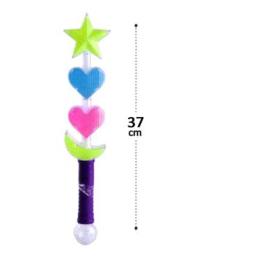 Imagem de Bastão Varinha Mágica Encantada Luz Pisca Estrela Coração - Flashing L