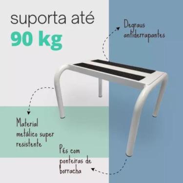 Imagem de Escada Auxiliar Maca Um Degrau Branca Metálica Prática Segurança - NEW