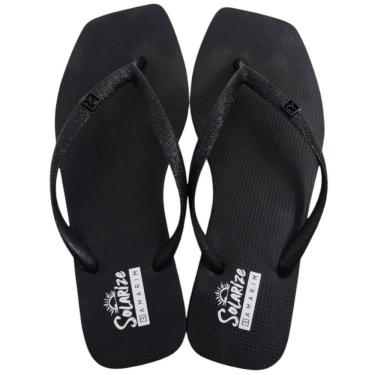 Imagem de Chinelo de Dedo Feminino Casual Dia a Dia Passeio Praia Bico Quadrado com Glitter Ramar...