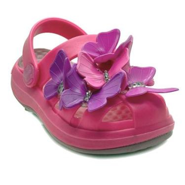 Imagem de Babuche Sandalia Infantil Menina Plugt Pop Baby Borboletas Rosa Chicle