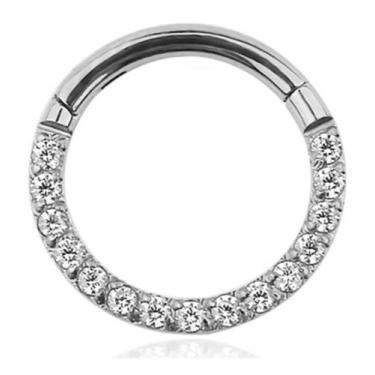 Imagem de Piercing Titânio Argola Click Cravejada - Clube Rosa, 6mm, Titanio