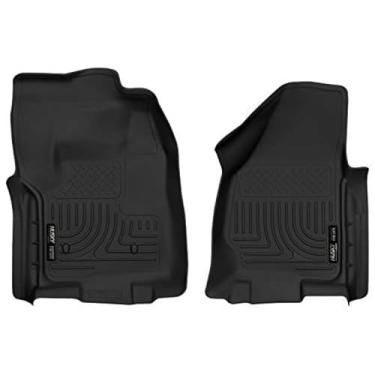 Imagem de Husky Liners Tapetes Weatherbeater | Serve para Ford F-250/F-350 Super Duty Crew Cab 2012-2016 com descanso de pé lateral do motorista e câmbio manual | Fila da frente, 2 peças pretas - 18721
