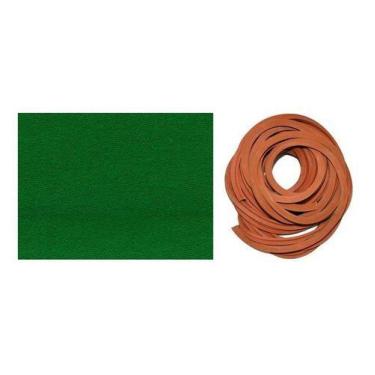 Imagem de Kit 10m Tecido Pano Verde + 6m Borracha L Para Mesa Sinuca Bilhar - Ta