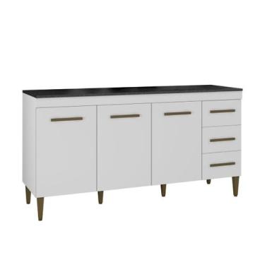 Imagem de Balcão Atenas 3 Portas e 3 Gavetas Kaiki Móveis, Branco