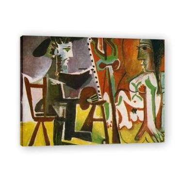 Imagem de Painter And His Model Diego Rivera Murals - Arte do Realismo Socialista Mexicano, Muralista do Século 618, Coleção Clássica do Museu de Nova York para Decoração de Casa 70 x 91 cm
