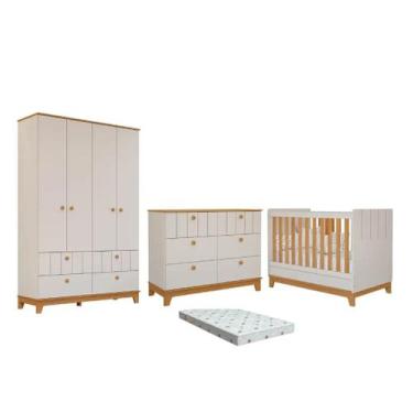 Imagem de Quarto Bebe Completo Bis Dorabelly Berço , Cômoda e Guarda Roupa MDF C