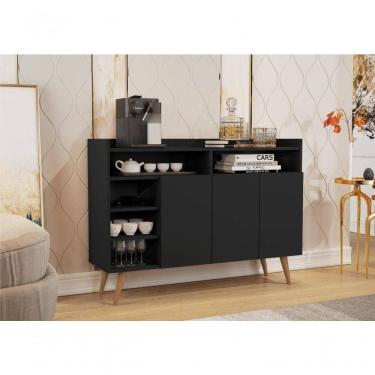 Imagem de Buffet Aparador 3 Portas Nichos Retro Elba Black