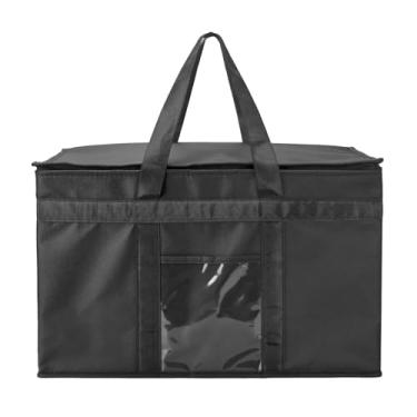 Imagem de Yalin Bolsa térmica grande 2GG, refrigerador de isopor para manter alimentos quentes ou frios, bolsa reutilizável com zíper duplo para compras de supermercado, 51 cm L x 33 cm A x 25 cm P (preta, 2GG)