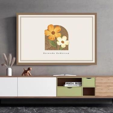 Imagem de Capa protetora contra poeira de TV com impressão artística para TV interna de 81 a 203 cm, capa de TV moderna, tecido elástico, protetor de tela de TV universal para televisão/computador-flor1||55