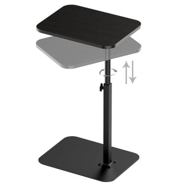 Imagem de Bandeja de sofá de mesa lateral para sofá, base de metal pesado/altura ajustável, bandeja de TV para sofá cama, banheiro, mesa de canto em forma de C, bandejas de lanche para comer