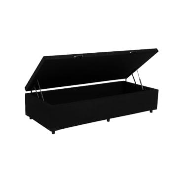Imagem de Cama Box Com Baú Solteiro, Queen, Casal, King Suede Preta (Preto, Solteiro)