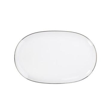 Imagem de Travessa Rasa Oval 28 cm Porcelana Schmidt - Dec. Filetado Prata Itama