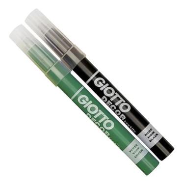 Imagem de Kit 2 Canetas Permanente Tecido GIOTTO Marker - VERDE e PRETA