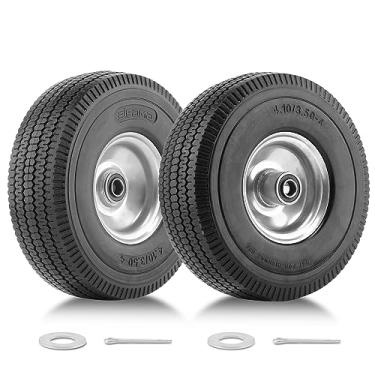 Imagem de BIEAMA Pacote com 2 pneus e rodas de poliuretano sólido de 25,4 cm, 4,10/3,50-4 sem pneus e rodas, rodas de substituição para carrinho de jardim, carrinho de mão, carrinhos de mão, etc