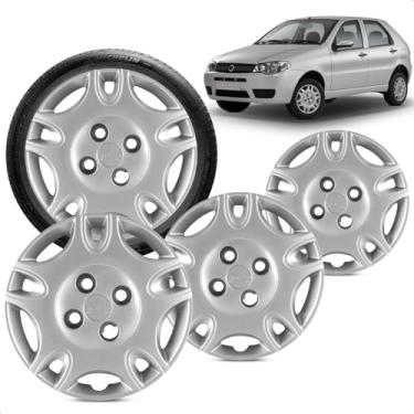 Imagem de Kit 4 Calotas Palio Elx 2001 Aro 13 Prata Cubo Baixo Grid