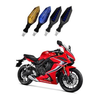 Imagem de KIT 4 Setas Sequenciais Led Universal Pisca Azul P43S Moto Honda CBR 6
