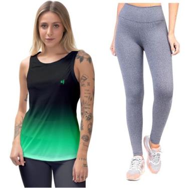 Imagem de Kit Regata Slim Corrida Yoga Calça Legging Academia UV50 orrida Yoga P