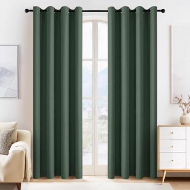 Imagem de PONY DANCE Cortinas blecaute verde escuro 203 cm de comprimento, conjunto de 2 painéis, cortinas de armário com ilhós sólidos com isolamento térmico para porta de armário de quarto, cortinas