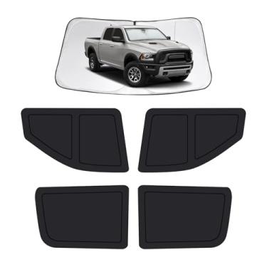 Imagem de Persianas de janela de carro para Dodge RAM 1500 2013-2018, capas de janela de carro completas para privacidade, para-sol para RAM 1500 janelas laterais do para-brisa dianteiro traseiro para bloquear