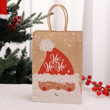 Imagem de Sacos de presente de papel kraft de Natal com alças reutilizáveis para festa de Natal, biscoitos doces estilo D