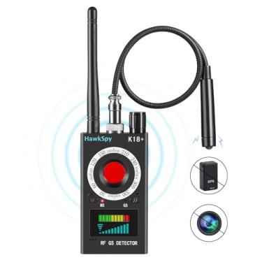 Imagem de HawkSpy Detectores de câmera oculta K18, rastreador de insetos e GPS, localizador de câmera espiã para dispositivos ocultos, dispositivo de audição, scanner com alarme de som e vibração, proteção de