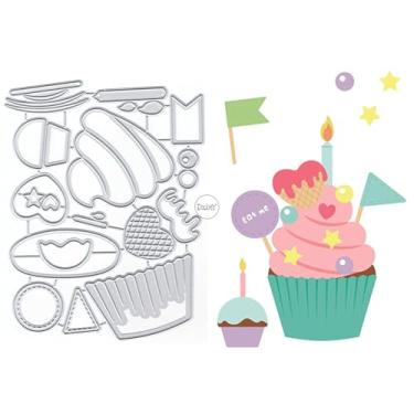 Imagem de DzIxY Combo de moldes de corte de metal para sorvete, kit de fabricação de cartões, papel em relevo, recortes, máquina de scrapbook, estêncil, bolsos de armazenamento, suprimentos