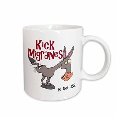 Imagem de 3dRose Caneca de cerâmica Kick Migraines In The Ass Awareness Ribbon Cause Design, 425 g, branca