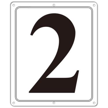 Imagem de i-CowFun Placa numerada de metal premium externa, refletiva de 30,5 x 25,4 cm, placas numeradas de alumínio grandes, 2 para estacionamento, quadra de tênis, campo, armazém, corredor, edifício, doca