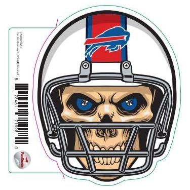 Imagem de Adesivo de capacete de caveira NFL Buffalo Bills 7,6 cm