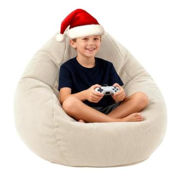 Imagem de LPMOERA Puff Cadeira de espuma viscoelástica para crianças/adolescentes com enchimento redondo para sala de estar, quarto, faculdade, dormitório, cadeira de leitura