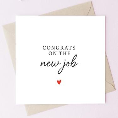 Imagem de TEEMI - Novo cartão de felicitações de trabalho com envelope - Cartão de celebração de marco de carreira - Cartolina quadrada premium de 300 g/m² 12 x 12 cm - Cartão de mensagem interno em branco