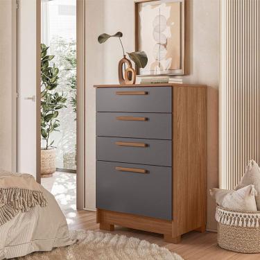 Imagem de Cômoda 4 Gavetas Aruba Jatobá Grafite Acetinado - Santos Andirá