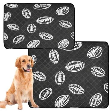 Imagem de CEBUGI Almofadas de xixi laváveis para cães, pacote com 2, almofadas impermeáveis para filhotes de cachorro, antiderrapante, à prova de vazamento, para cama de cercadinho, preto, branco, futebol