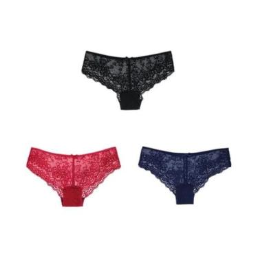 Imagem de Calcinhas Femininas Sexy De Renda Completa, Cintura Baixa, Respiráveis