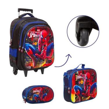 Imagem de Kit Bolsa Mochila Infantil Homem Aranha Rodinhas Passeio - TOYS 2U