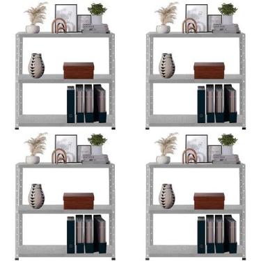 Imagem de 4 Estantes Armário De Aço 70cm Resistente 3 Bandejas Multiuso Para Qua