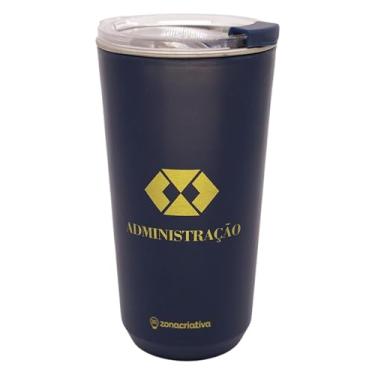 Imagem de Zonacriativa - Copo Térmico Sky Administração azul 500ml | Aço inoxidável parede dupla e tampa hermética com clique | Ideal para faculdade e trabalho