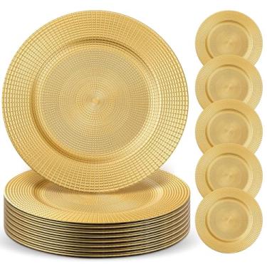 Imagem de Widecook 50 placas de carregamento a granel para carregadores de casamento, 33 cm, reutilizáveis, pratos de servir redondos, carregadores de mesa para catering, festa familiar, restaurante, utensílios