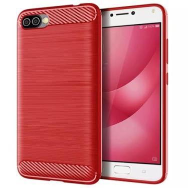 Imagem de Capa Case Para Asus Zenfone 4 Max (ZC554KL) (Tela 5.5) Carbon Fiber Leve Fina Maleável (Vermelho)