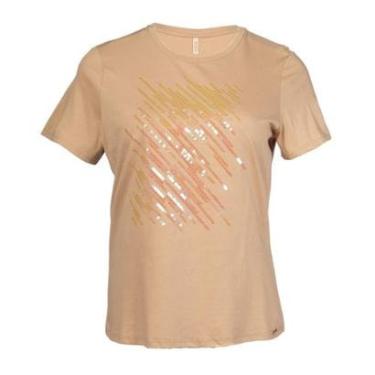 Imagem de Blusa Feminina Cativa Plus Size com Lantejoulas Caqui-Feminino