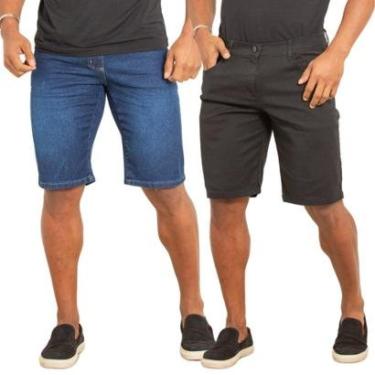 Imagem de Kit 2 Bermudas Masculinas Jeans com Elastano Casual Confort Básica-Masculino