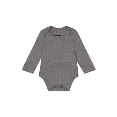 Imagem de Body bebê unissex manga longa em cotton Brandili-CINZA, M, Cinza